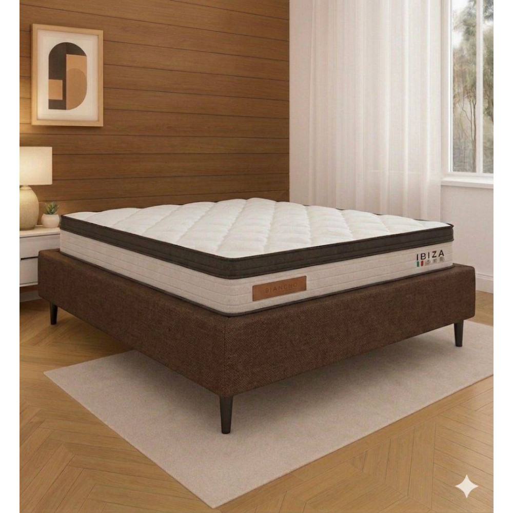 Base Cama Box Casal Courino - Marrom + Colchão Ibiza Casal 33x188x138cm