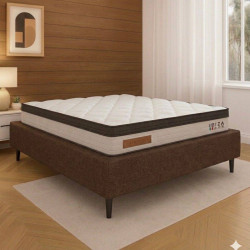 Base Cama Box Casal Courino - Marrom + Colchão Ibiza Casal 33x188x138cm