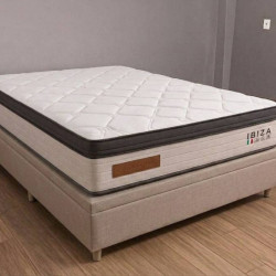 Base Baú Carioca Casal Courino - Bege + Colchão Ibiza Casal 33x188x138cm