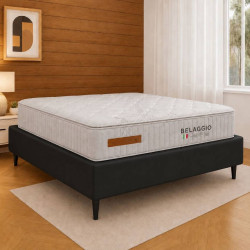 Base Cama Box Casal Courino - Preto + Colchão Bellagio Casal 32x188x138cm