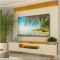 Conjunto Painel Magnífico 220 - Naturale/Off White + Rack Bancada Nobre C/LED para Tvs até 70" - Off White/Naturale