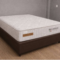 Base Baú Carioca Casal Courino - Marrom + Colchão Bellagio Casal 32x188x138cm