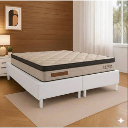 Base Box King Size 193x203 Courino - Branco + Colchão Ibiza King 33x2,03x193cm