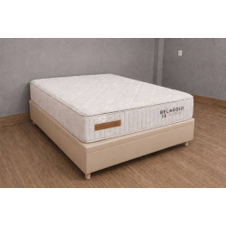Base Baú Carioca Casal Courino - Bege + Colchão Bellagio Casal 32x188x138cm