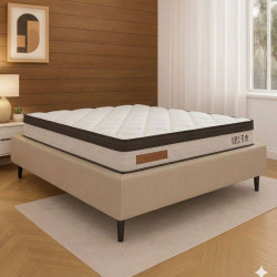 Base Cama Box Casal Courino - Bege + Colchão Ibiza Casal 33x188x138cm