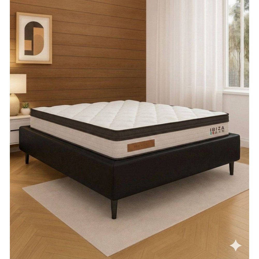 Base Cama Box Casal Courino - Preto + Colchão Ibiza Casal 33x188x138cm