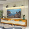 Conjunto Painel Nobre Ripado 230 cm para Tvs Até 75" com Led - Off White + Rack Requinte 212 cm para Tvs até 65" Requinte c/ Led e pés Palito - Naturale / Off White