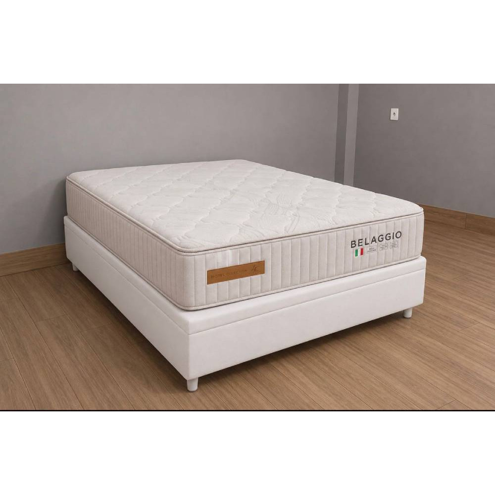 Base Baú Carioca Casal Courino - Branco + Colchão Bellagio Casal 32x188x138cm