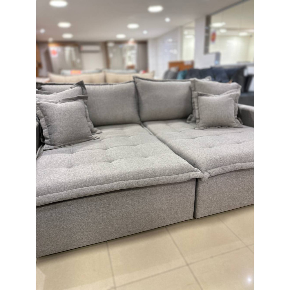 Sofá Cama Vogue Retrátil e Reclinável 2 m - Innove Estofados - Linho - Cinza