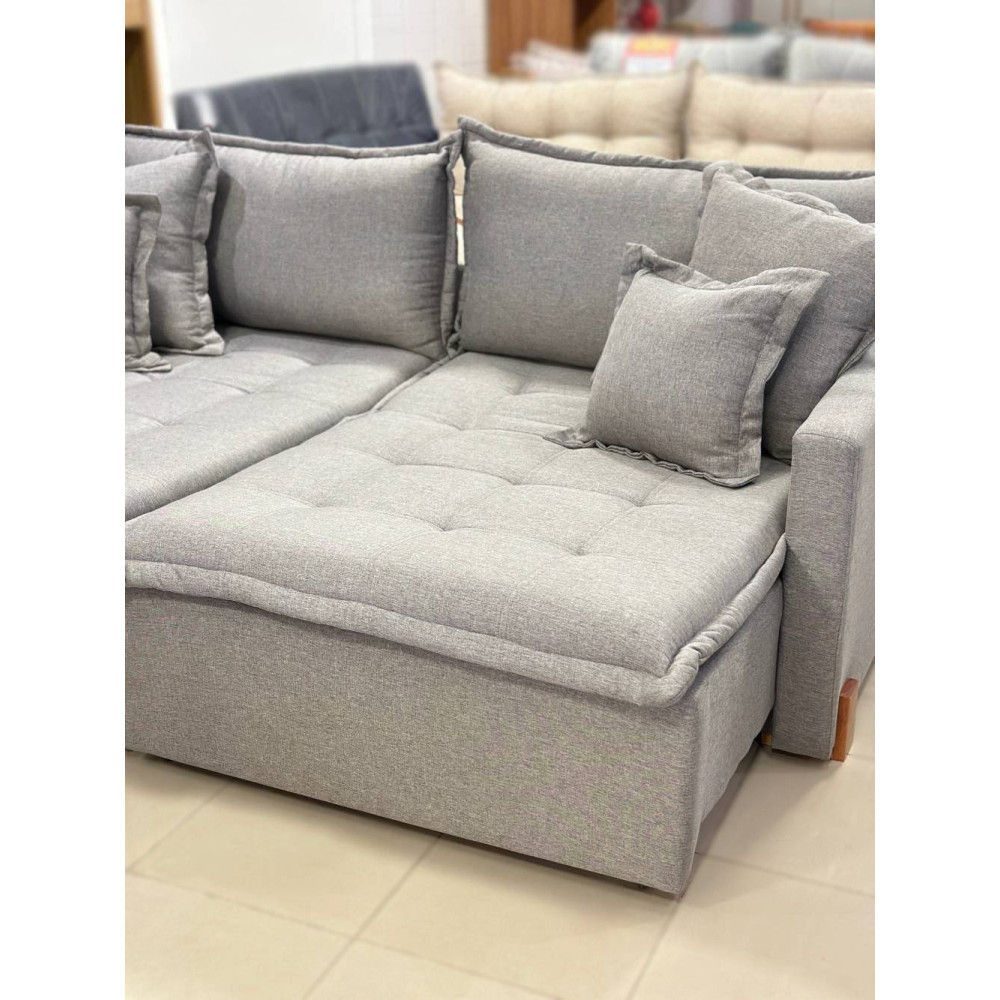Sofá Cama Vogue Retrátil e Reclinável 2 m - Innove Estofados - Linho - Cinza