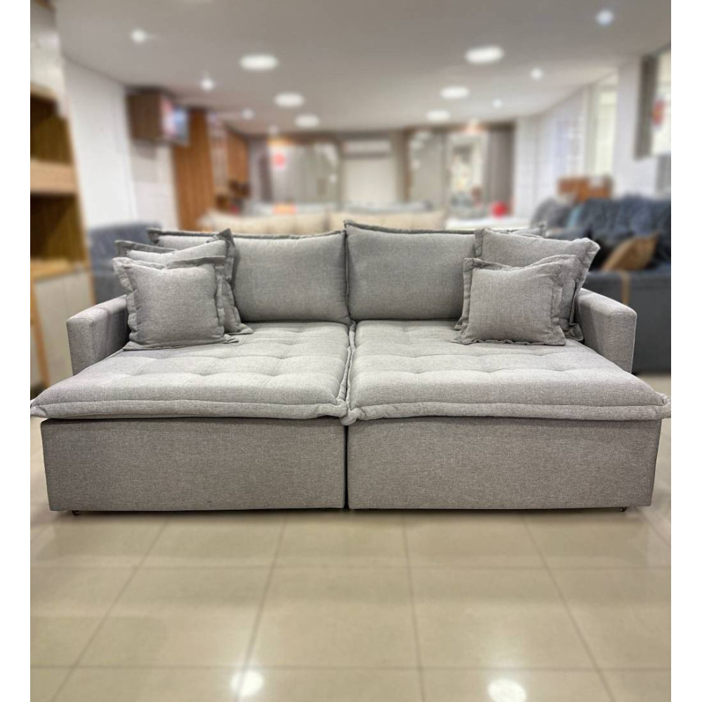 Sofá Cama Vogue Retrátil e Reclinável 2 m - Innove Estofados - Linho - Cinza