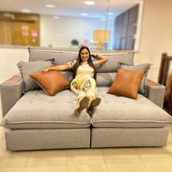 Sofá Retrátil e Reclinável Chanel confort 2,30m - Linho Cinza
