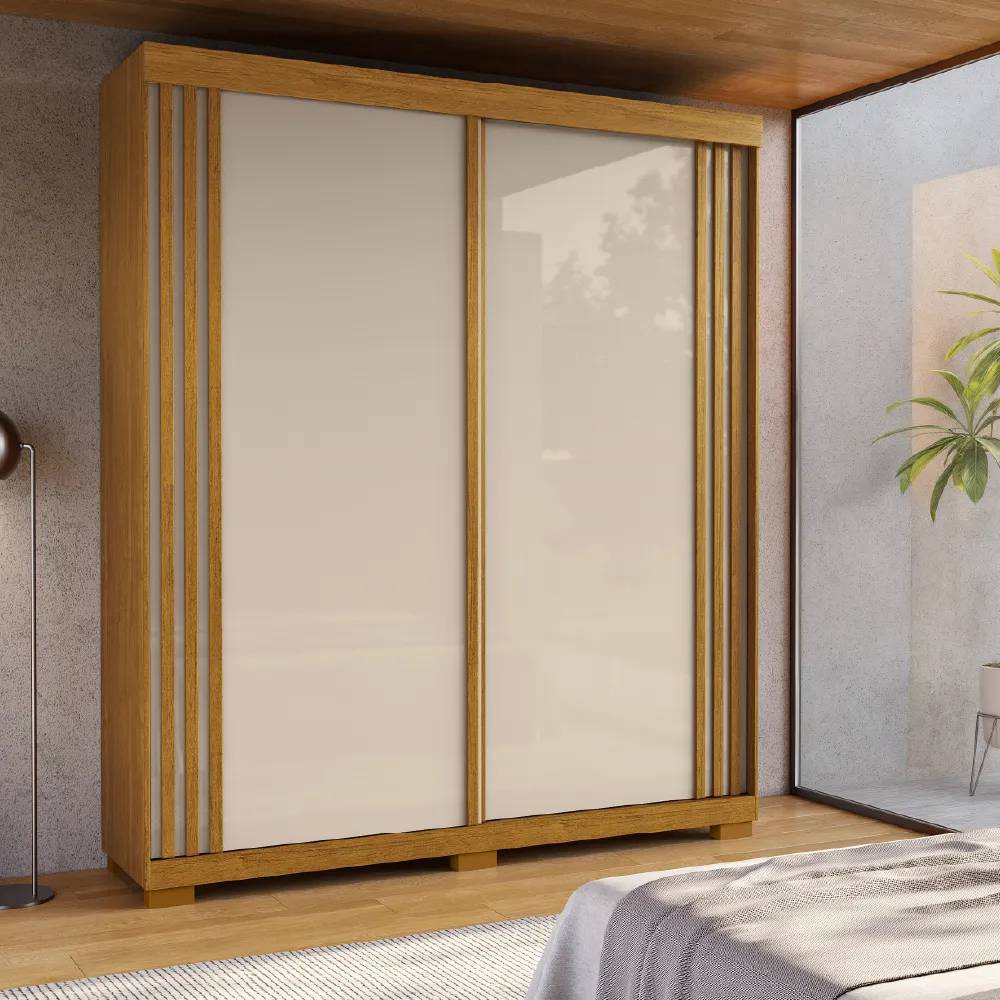 Guarda Roupa Solteiro Athena Acp 2 Portas c/ 3 Gavetas - Cinamomo/Off White