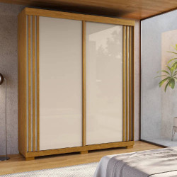 Guarda Roupa Solteiro Athena Acp 2 Portas c/ 3 Gavetas - Cinamomo/Off White