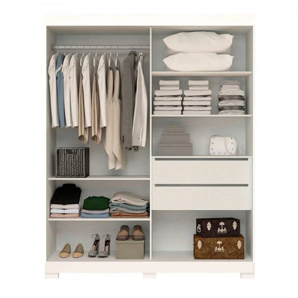 Guarda Roupa Solteiro Helena 2 Portas c/ 2 Gavetas - Branco