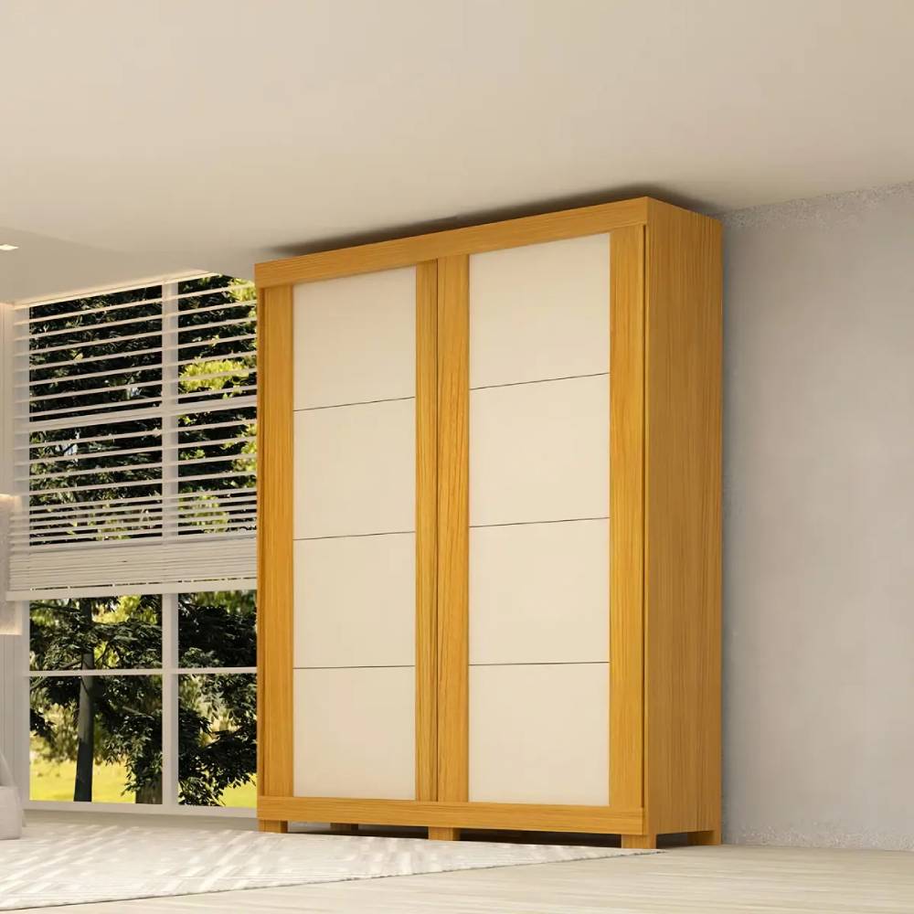 Guarda Roupa Solteiro Helena 2 Portas c/ 2 Gavetas - Cinamomo/Off White