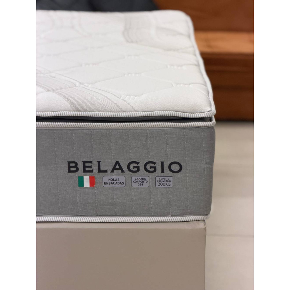 Base Cama Box Casal Courino - Bege + Colchão Bellagio Casal 32x188x138cm