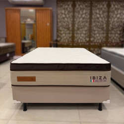 Base Cama Box Casal Courino - Bege + Colchão Ibiza Casal 33x188x138cm