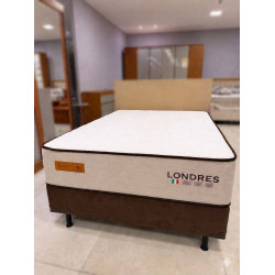 Colchão Londres Casal 30x188x138cm + Base Cama Box Casal Courino - Marrom