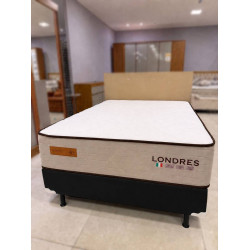 Colchão Londres Casal 30x188x138cm + Base Cama Box Casal Courino - Preto