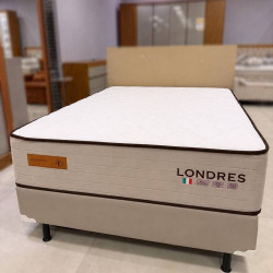 Colchão Londres Casal 30x188x138cm + Base Cama Box Casal Courino - Bege