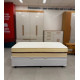 Colchão Royal Solteiro c/ Molas Ensacadas 32X188X88 Bege + Base Baú Courino Solteiro - Branco