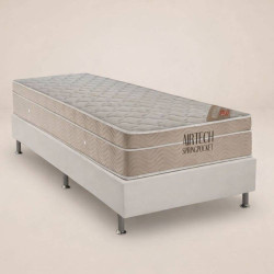 Base Solteiro (88x188x23) Courino - Branco + Colchão Ortobom Airtech Spring Pocket Solteiro 88x188x30