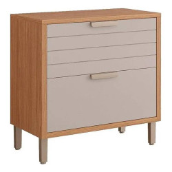 Balcão Eloise Basculante 80cm c/ 1 Portas e 1 Gavetas - Freijó/ Off white