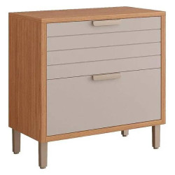 Balcão Eloise Basculante 80cm c/ 1 Portas e 1 Gavetas - Freijó/ Off white