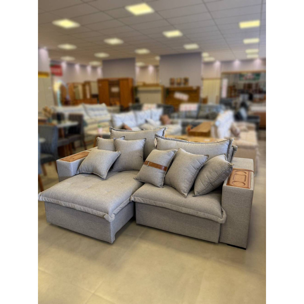 Sofá Retrátil e Reclinável Dior 2,38m - Linho Cinza