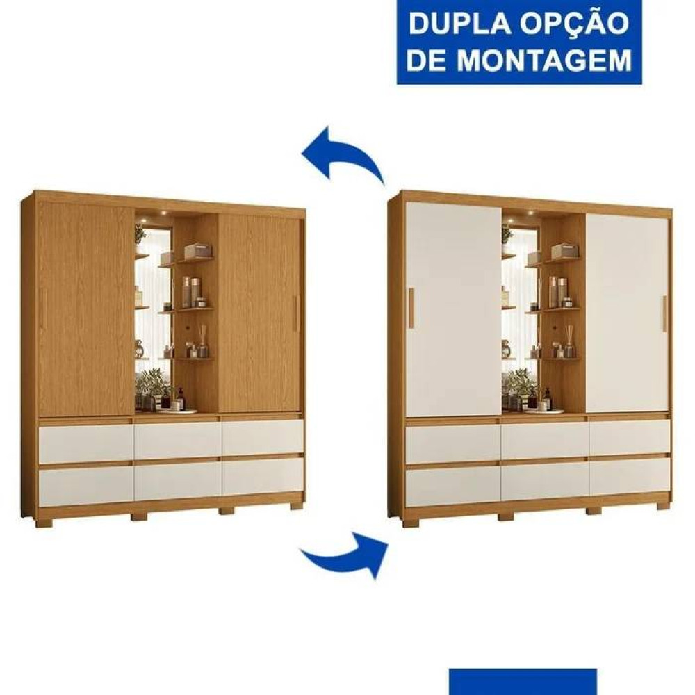 Guarda Roupa Casal Atena Albatroz c/ 2 Portas 6 Gavetas - Cinamomo/Off White