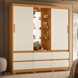 Guarda Roupa Casal Atena Albatroz c/ 2 Portas 6 Gavetas - Cinamomo/Off White