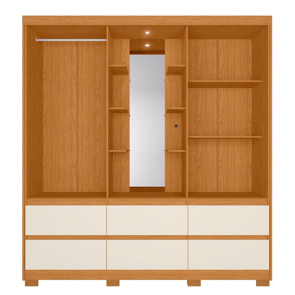 Guarda Roupa Casal Atena Albatroz c/ 2 Portas 6 Gavetas - Cinamomo/Off White