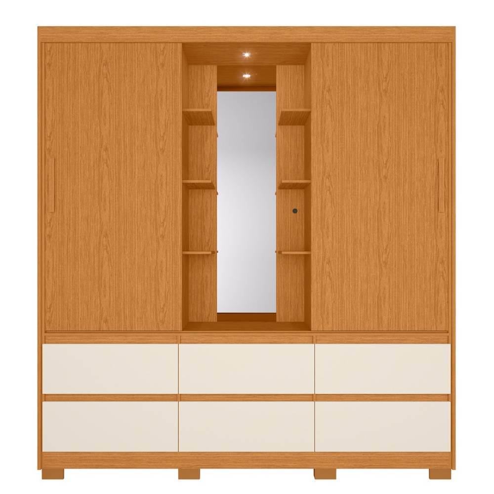 Guarda Roupa Casal Atena Albatroz c/ 2 Portas 6 Gavetas - Cinamomo/Off White