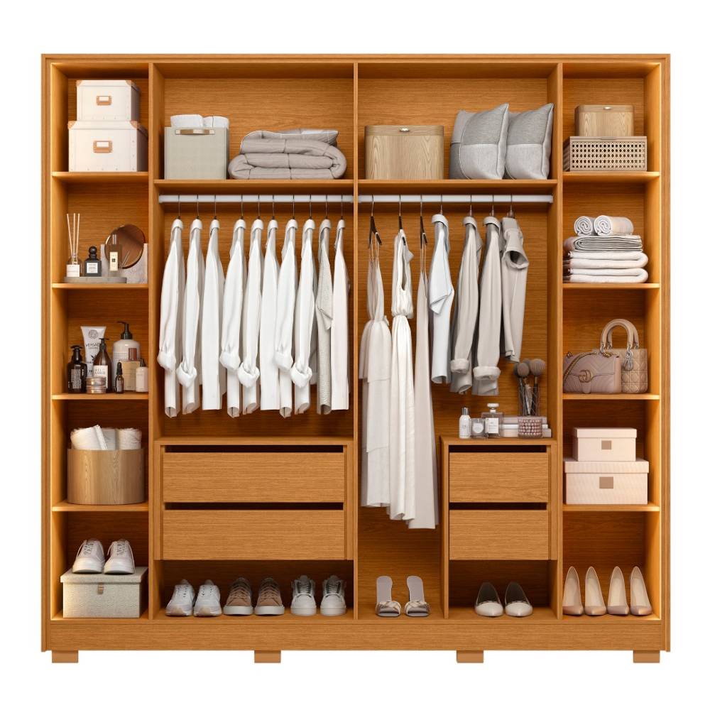 Guarda Roupa Casal Napoli c/ 6 Portas 4 Gavetas - Cinamomo 