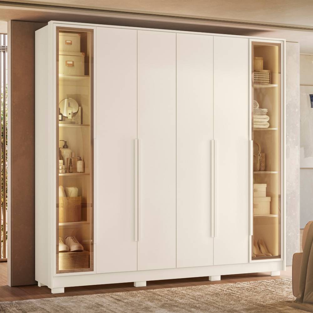 Guarda Roupa Casal Napoli c/ 6 Portas 4 Gavetas - Off White