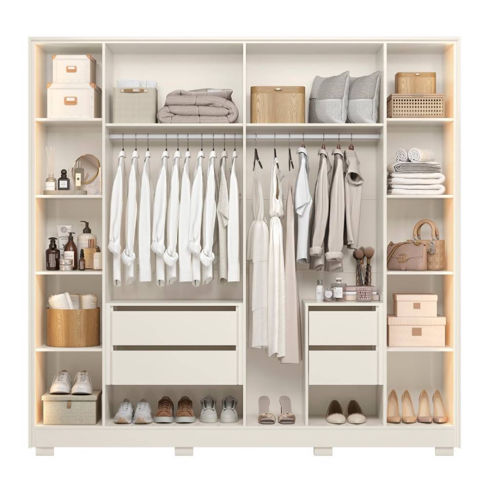 Guarda Roupa Casal Napoli c/ 6 Portas 4 Gavetas - Off White