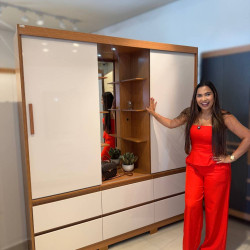 Guarda Roupa Casal Atena Albatroz c/ 2 Portas 6 Gavetas - Cinamomo/Off White