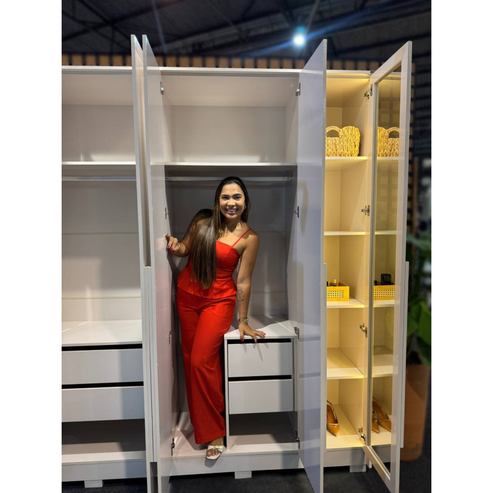 Guarda Roupa Casal Napoli c/ 6 Portas 4 Gavetas - Off White