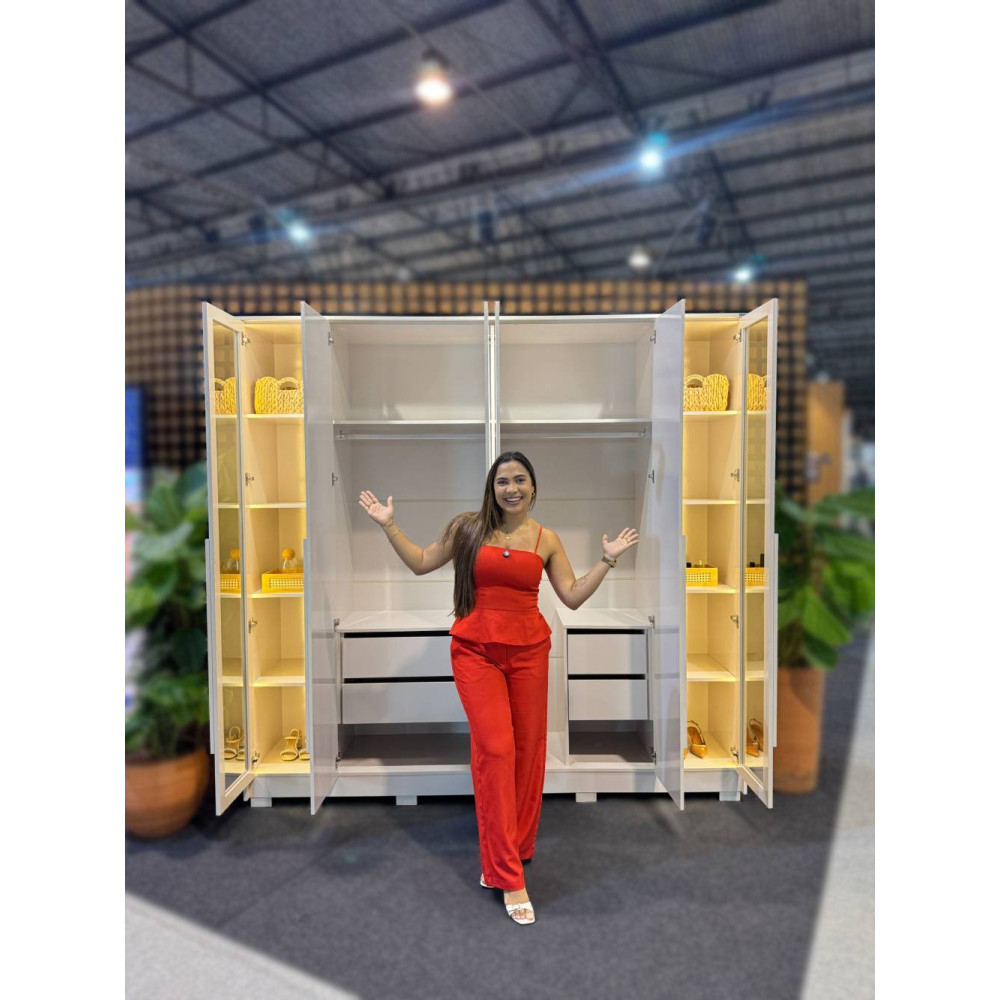 Guarda Roupa Casal Napoli c/ 6 Portas 4 Gavetas - Off White