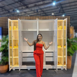 Guarda Roupa Casal Napoli c/ 6 Portas 4 Gavetas - Off White