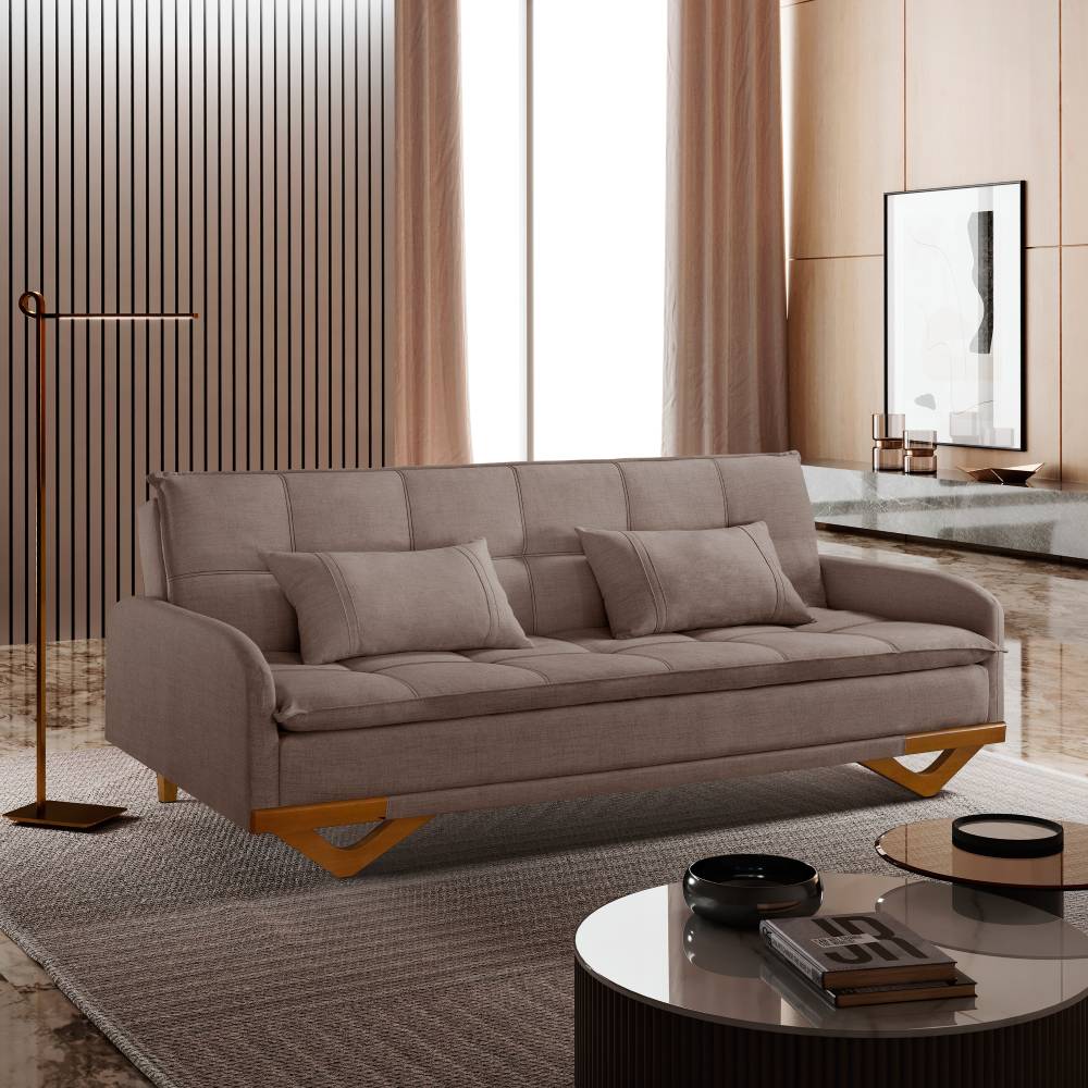 Sofá Cama 3 Lugares Cannes - Linho Marrom