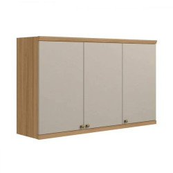 Armário Aéreo 120cm c/ 3 portas  Selene - Jequitiba/Off White Fosco