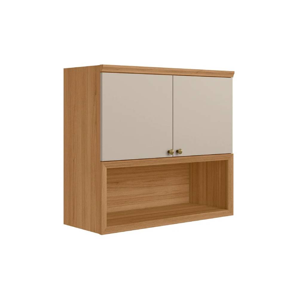 Armário Aéreo Duplo 80cm c/ 2 portas Selene - Jequitiba/Off White Fosco