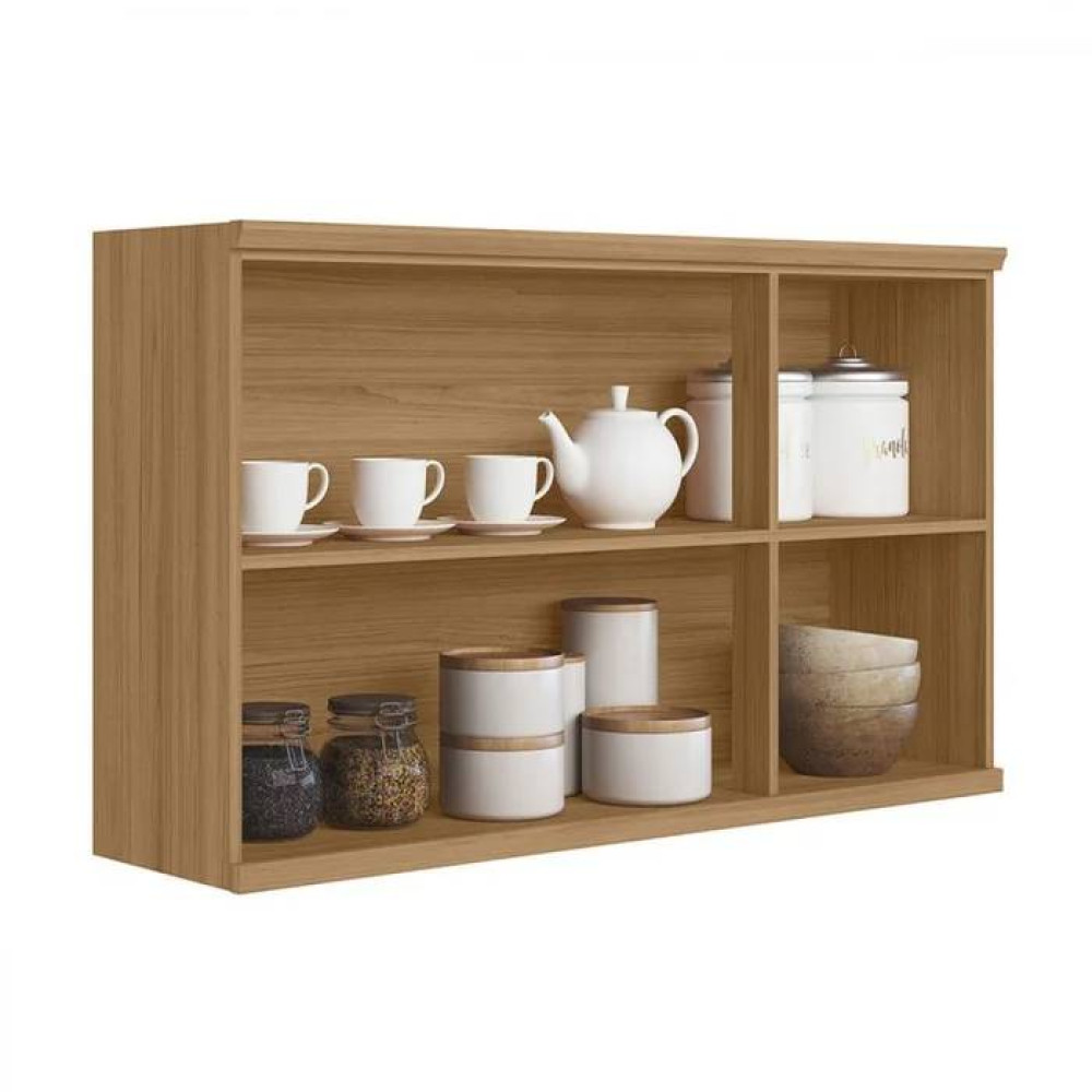 Armário Aéreo 120cm c/ 3 portas  Selene - Jequitiba/Off White Fosco