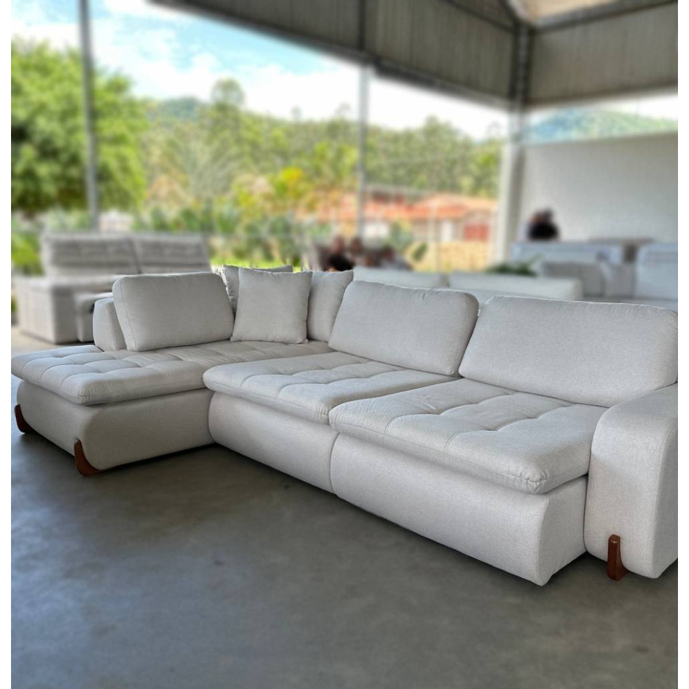 Sofá de Canto 710 Retratil Divã c/ Chaise Linho - Milano 