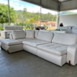 Sofá de Canto 710 Retratil Divã c/ Chaise Linho - Milano 