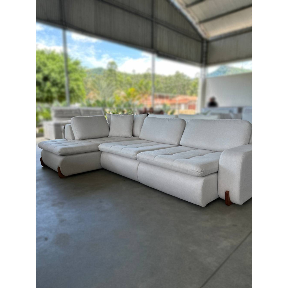 Sofá de Canto 710 Retratil Divã c/ Chaise Linho - Milano 