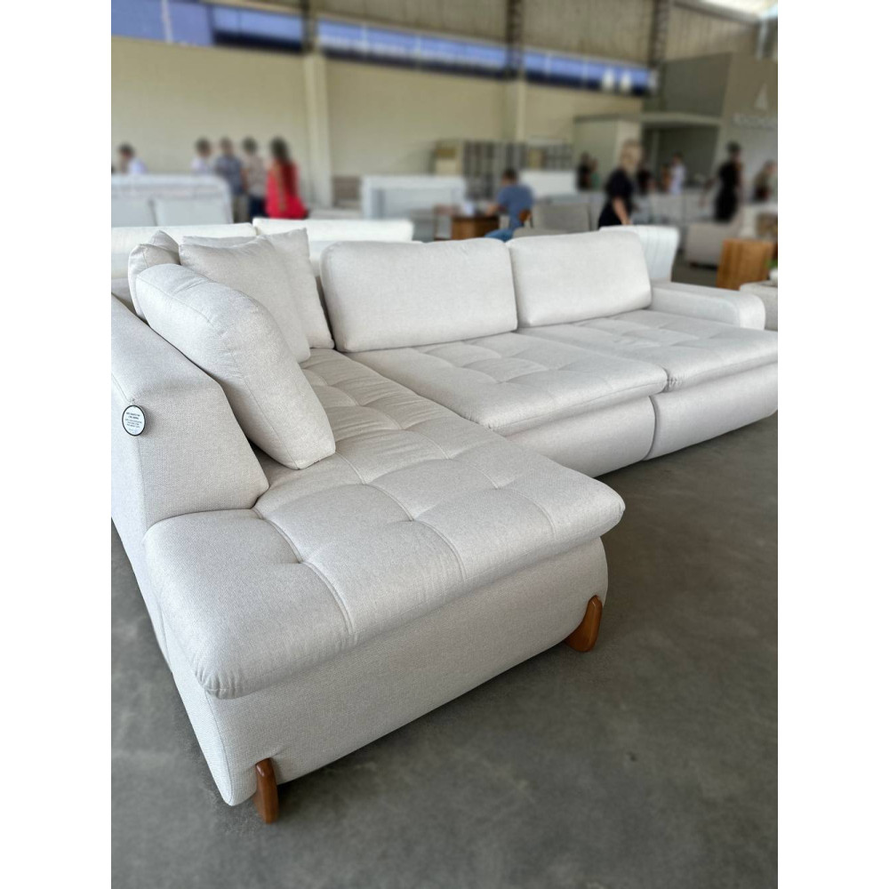 Sofá de Canto 710 Retratil Divã c/ Chaise Linho - Milano 