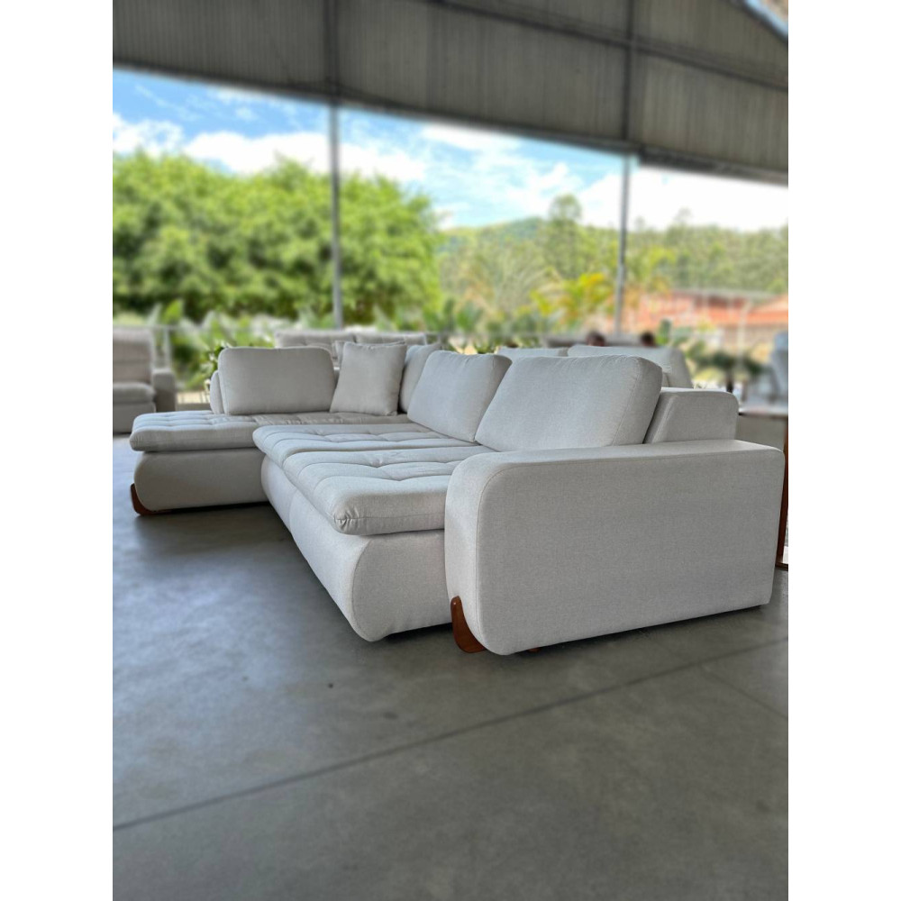 Sofá de Canto 710 Retratil Divã c/ Chaise Linho - Milano 